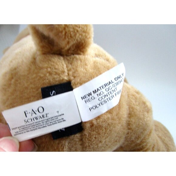 F.A.O. Schwarz Plush Stuffed Brown Sitting Teddy Bear Ribbon Black Hat Red Logo - Picture 12 of 13